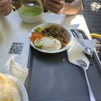 Pea soup and Jasmin chili poke bowl   at Made with Laf in Bratislava