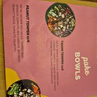 Menu at TINK in Ljubljana