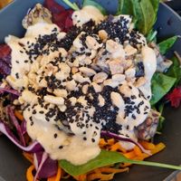 Peanut Tempeh bowl at TINK in Ljubljana