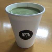 coconut matcha latte at TINK in Ljubljana