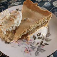 Apple pie and caramel ice cream at Woodchats in Chorley