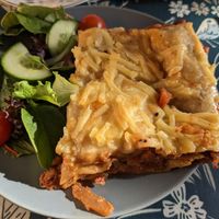 Vegan lasagna at Woodchats in Chorley