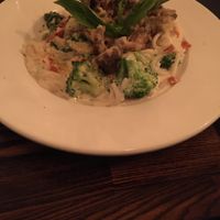 Alfredo with fried oysters and bacon!!! at Modern Shaman in Whittier