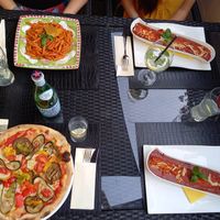 Vegan pizza and pasta at Il Caminetto Terra Mia in Linz