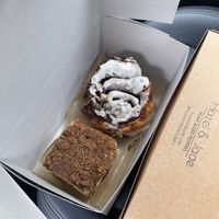 Coffee cake, cinnamon roll  at Hazel & Jade Bakery in San Diego