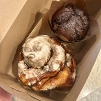 Cinnamon roll and chocolate muffin 😍  at Hazel & Jade Bakery in San Diego