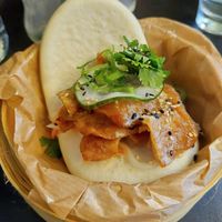 Bao bun with tofu, pickled cucumber, coriander. at Magnolia in Stockholm