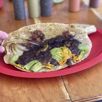 Zucchini blossom quesadilla  at Quecas El Comal in Cabo San Lucas