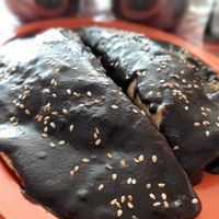 Quesadillas with mexicana mole forma Oaxaca at Quecas El Comal in Cabo San Lucas