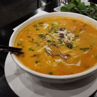 Coconut chili pho with vegan chicken at Holy Basil Pho in Oakland