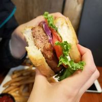 beyond meat burger at South Gate Brewing Company in Oakhurst