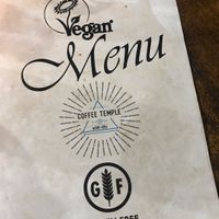 Vegan menu at Coffee Temple in Varkala