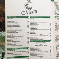 Menu 1  at Coffee Temple in Varkala