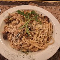 Tallarines de setas at La Factoría Vegana in Leon