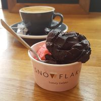 Snowflake sorbet - dark chocolate and raspberry flavours available at Pizza Project in Merstham