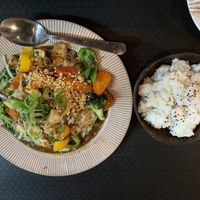 Vegan Pad thai & coconut rice  at Three Little Pigs in South Fremantle