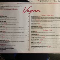 Vegan menu  at Three Little Pigs in South Fremantle