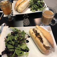 Philly cheese steak and chickpea salad sandwich  at Mind Your Belly in Richmond