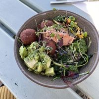 Green veg bowl with extra avocado  at Pear Tree in Hermanus