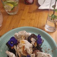 Vegan dessert (and non vegan milkshake) at Pear Tree in Hermanus