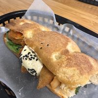 Yummy vegan chicken sandwich (toasted)  at Logan MacLean in Waipu