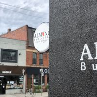 From a small table just outside, watching life run by at Almond Butterfly - Harbord St in Toronto