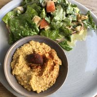 spinach salad with hummus  at Brauhaus Sacher in Leonberg
