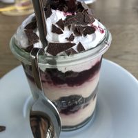 blackforest cherry style desert  at Brauhaus Sacher in Leonberg
