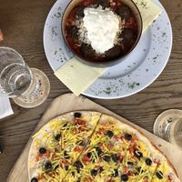 Mediterraner Flammkuchen & “griechischer” reis mit Pilz  at Brauhaus Sacher in Leonberg