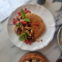 Panqueca de abóbora com nozes e agave at Manjerica in Lisbon