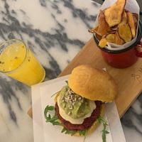 Beet burger at Manjerica in Lisbon