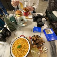 Scrambled tofu & the hamburger called Portugal !  at Manjerica in Lisbon