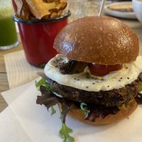 Mushroom and black bean burger   at Manjerica in Lisbon