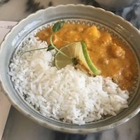 Mango curry. Great tasting. A little spice, just right    at Manjerica in Lisbon