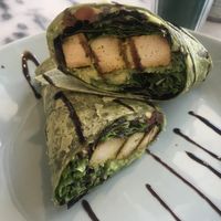 Avocado wrap with guacamole and tofu. Great taste but a little messy to eat with hands when covered in a sauce    at Manjerica in Lisbon