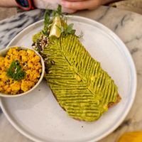 Avo on toast with a side of tofu. at Manjerica in Lisbon