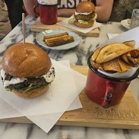 Bean burger and tofu sticks at Manjerica in Lisbon