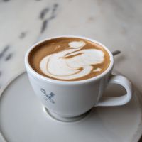 Coffee with oat milk at Manjerica in Lisbon