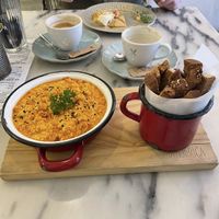 Tofu scramble and pancakes (half eaten !)  at Manjerica in Lisbon