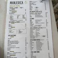 Menu  at Manjerica in Lisbon