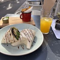 Guacamole wrap, sweet potato chips  at Manjerica in Lisbon