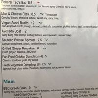Veg-denoted options at Oriental Jade in Bangor