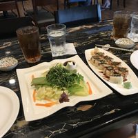 Seaweed salad and asparagus sushi roll.  at Oriental Jade in Bangor