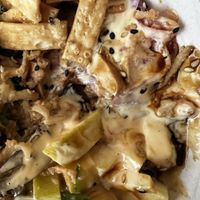 Too much sauce   at Bonus Bakery in Vancouver