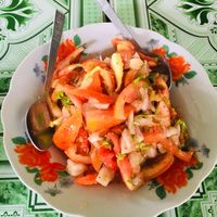 Tomato salad at Shwe Moe Thu in Hpa-an