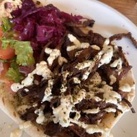 Mushroom shawarma with flatbreadd  at Pllek in Amsterdam