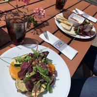 spicy hummus and falafel at Pllek in Amsterdam