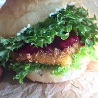 The Slovak burger at Vegan Pub in Bratislava