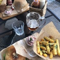 4 vegan Sauces to go with the fries  at Vegan Pub in Bratislava