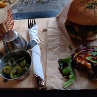 Big Burger menu with extra jalapenos at Vegan Pub in Bratislava